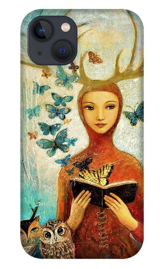  iPhone 13 Case featuring the painting Faerae Forest Story by Shijun Munns