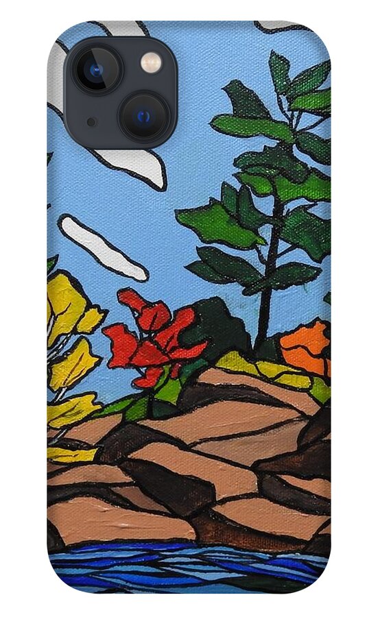 Trees iPhone 13 Case featuring the painting Fall cove by Petra Burgmann