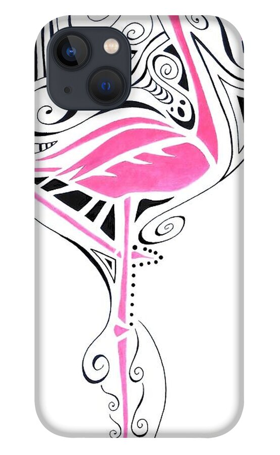 Flamingo iPhone 13 Case featuring the painting Fanciful Flamingo by Jayne Somogy