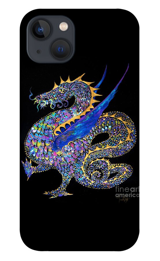 Dragon Fantasy-creature Dragon-illustration Winged-dragon iPhone 13 Case featuring the painting Fancy Dragon 7333 by Priscilla Batzell Expressionist Art Studio Gallery