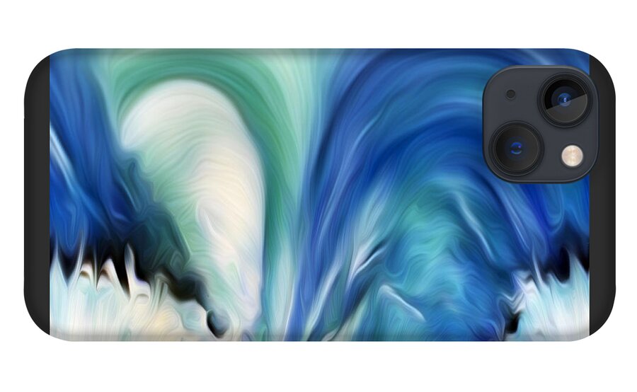 Abstract Art iPhone 13 Case featuring the digital art Feathered Waterfall by Ronald Mills