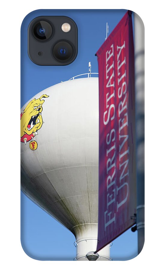 Ferris State iPhone 13 Case featuring the photograph Ferris State University water tower and banner by Eldon McGraw