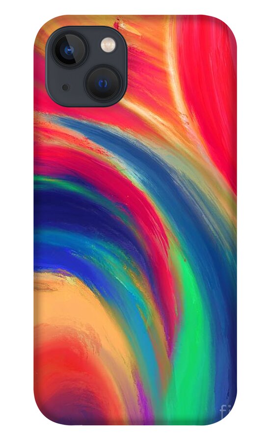 Abstract iPhone 13 Case featuring the digital art Fiery Fire - Modern Colorful Abstract Digital Art by Sambel Pedes