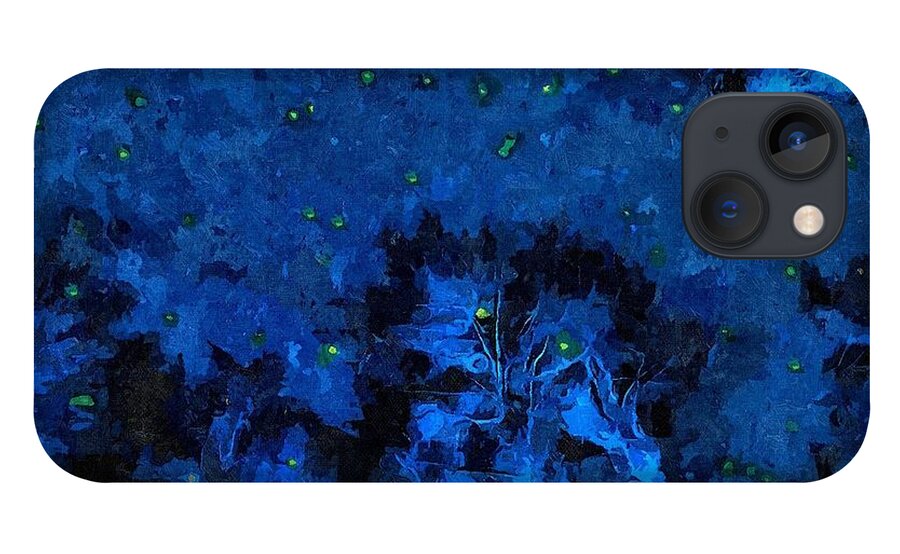 Firefly iPhone 13 Case featuring the mixed media Firefly Night by Christopher Reed