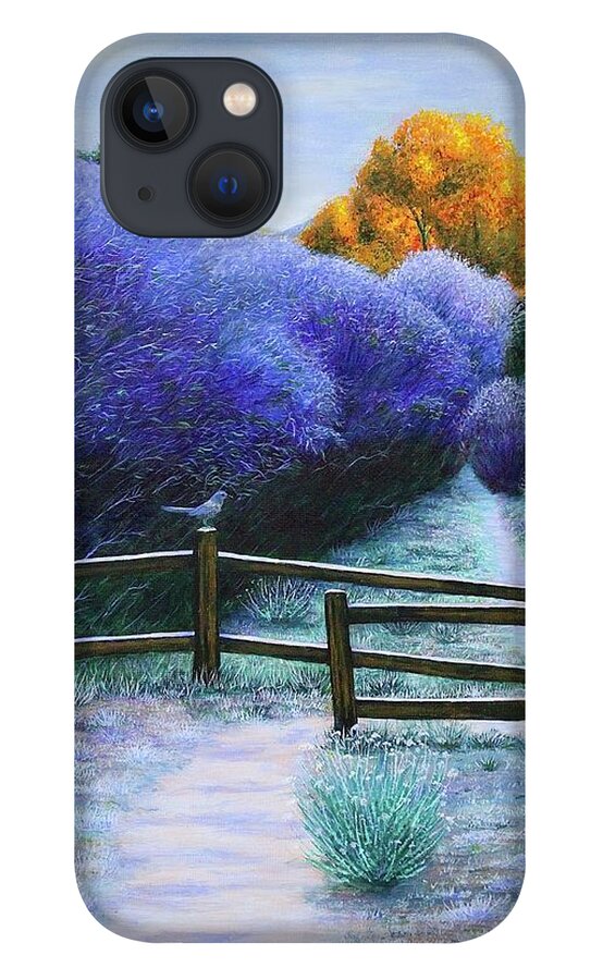 Kim Mcclinton iPhone 13 Case featuring the painting First Frost on the Mesquite Trail by Kim McClinton