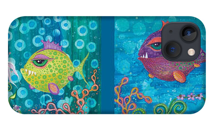 Fish School iPhone 13 Case featuring the digital art Fish School by Tanielle Childers