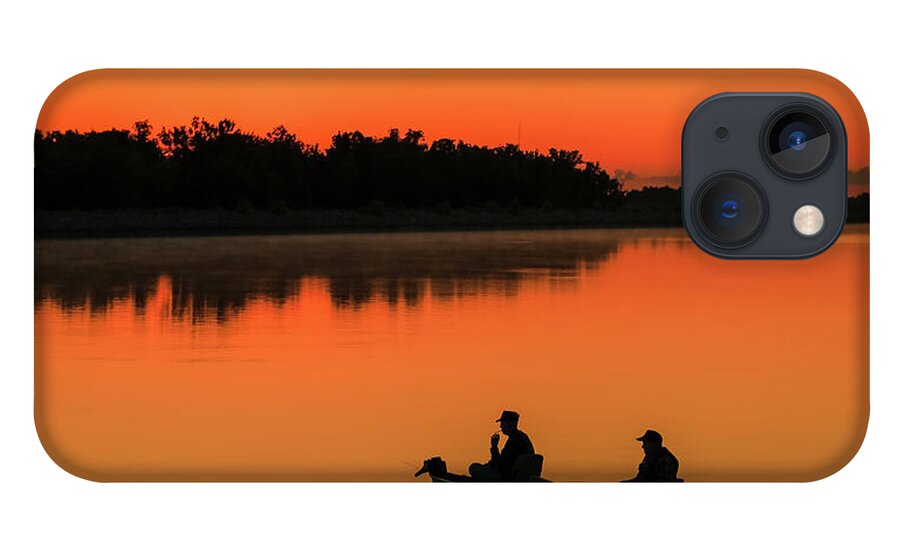 Fishermen Silhouetted At Sunrise iPhone 13 Case featuring the photograph Fishermen Silhouetted At Sunrise by Dan Sproul