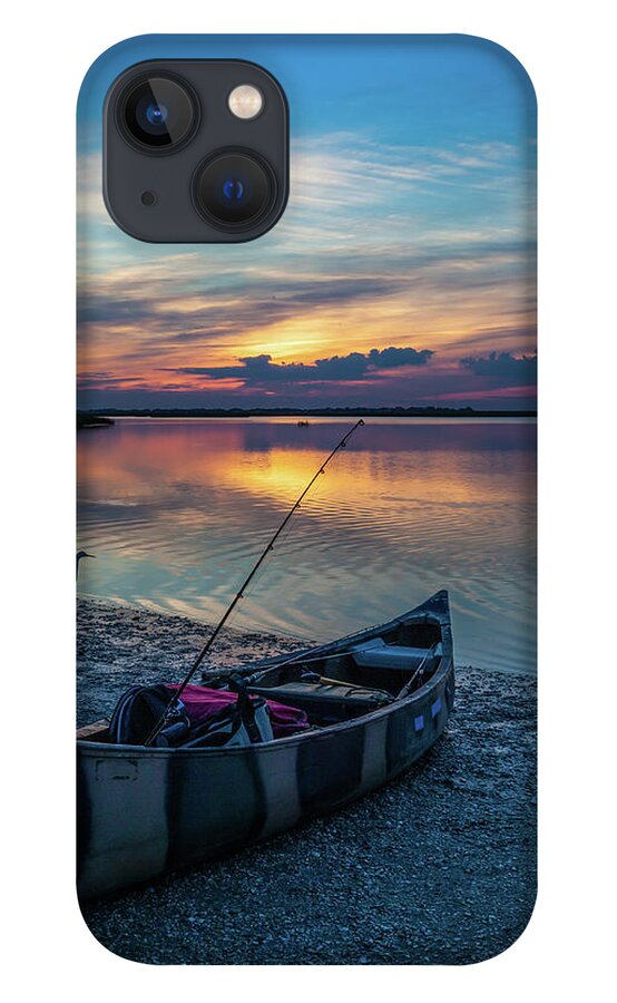 Canoe iPhone 13 Case featuring the photograph Fishing on the Salt Marsh by Lon Dittrick