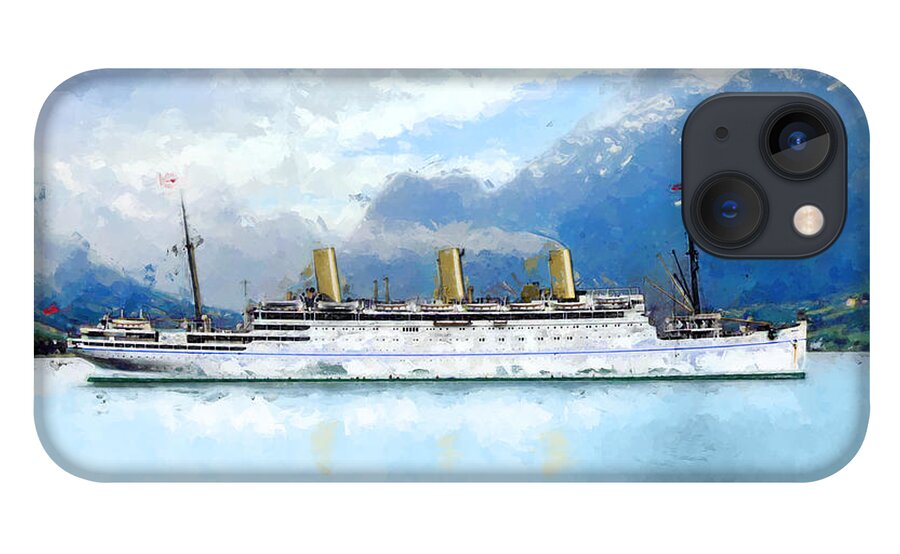 Steamer iPhone 13 Case featuring the digital art Fjord cruise by Geir Rosset
