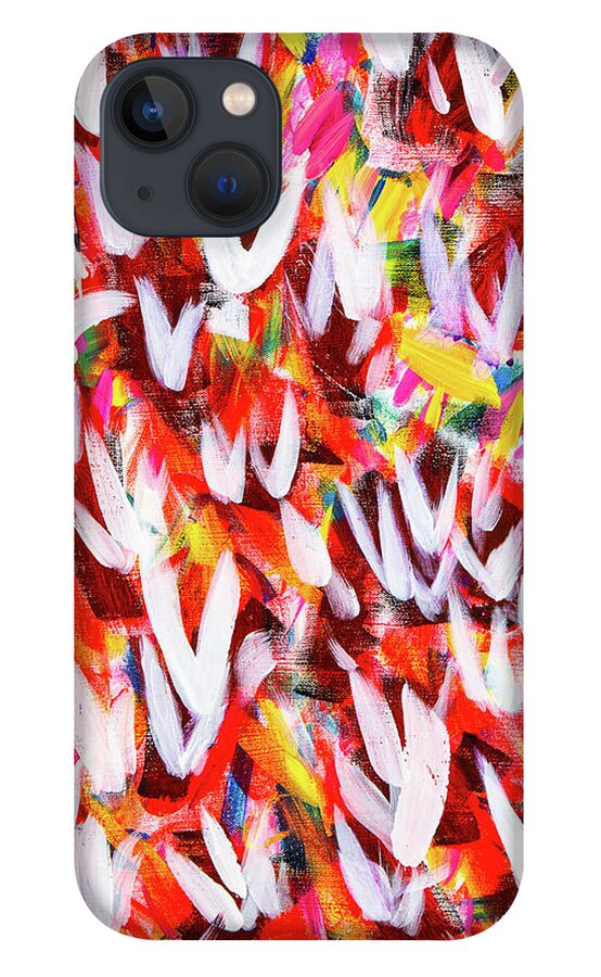 Abstract iPhone 13 Case featuring the digital art Flight Of The White Doves - Colorful Abstract Contemporary Acrylic Painting by Sambel Pedes