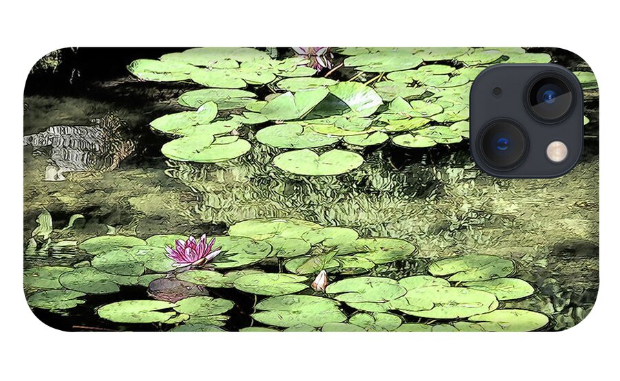Garden iPhone 13 Case featuring the digital art Floating Lily Pads by Kirt Tisdale