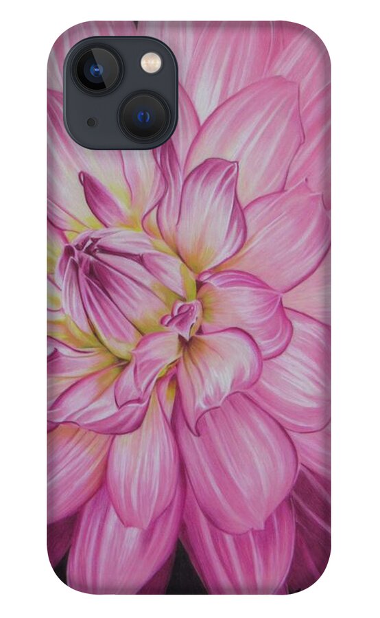 Dahlia iPhone 13 Case featuring the drawing Floral Burst by Kelly Speros