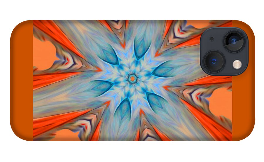 Digital iPhone 13 Case featuring the digital art Flower Burst Abstract by Ronald Mills