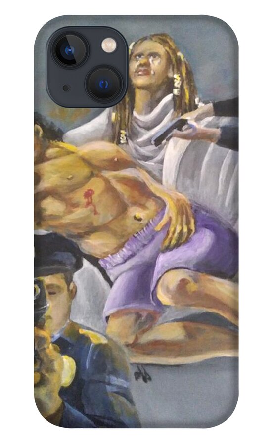 Pieta iPhone 13 Case featuring the painting For They Know Not by Saundra Johnson