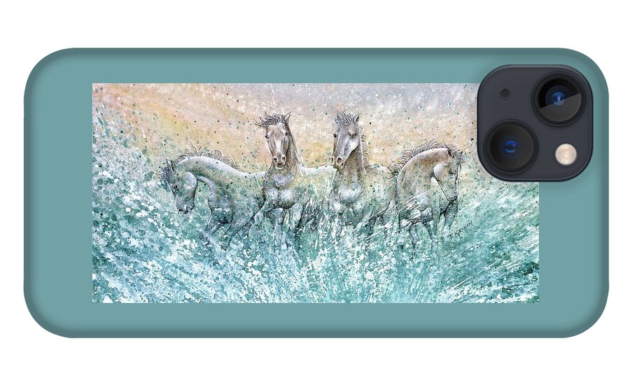 Horses iPhone 13 Case featuring the painting Force of Spiritual Freedom by Pamela Kirkham