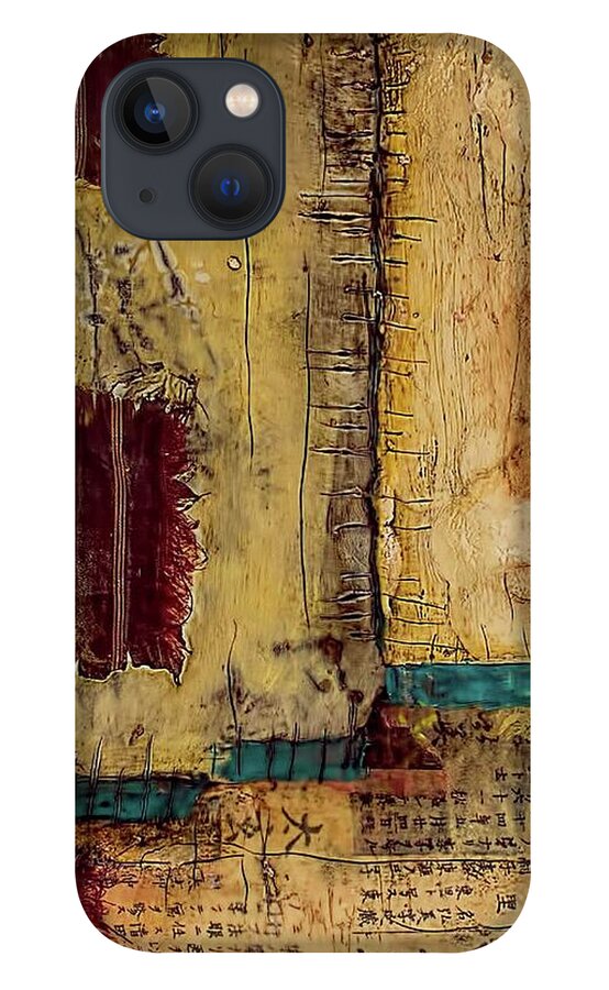 Abstract iPhone 13 Case featuring the mixed media Four Dragons by Bellesouth Studio