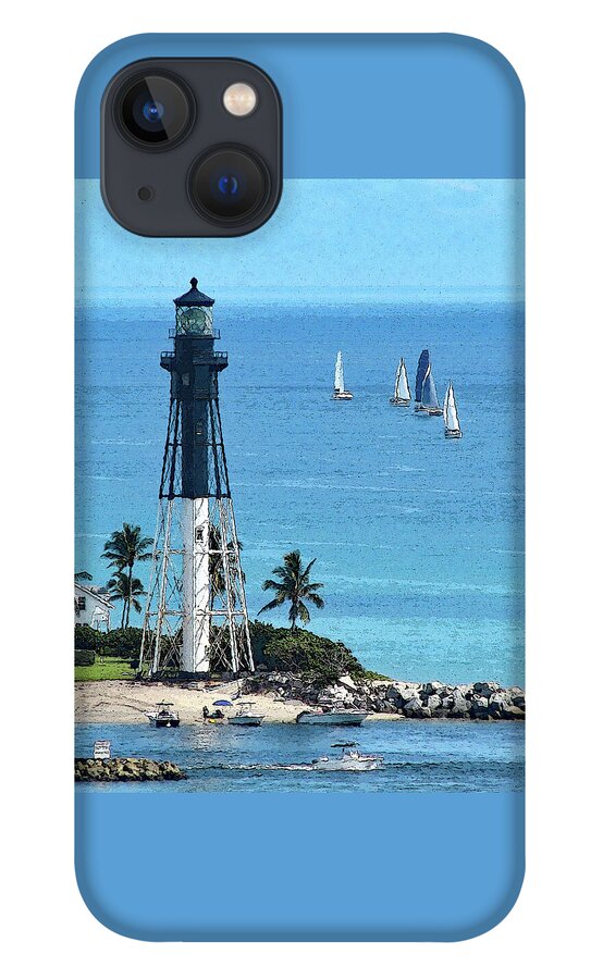 Sailboats iPhone 13 Case featuring the photograph Four Sails at Hillsboro Lighthouse by Corinne Carroll