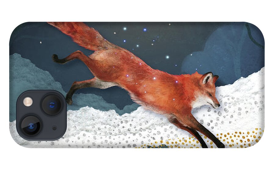 Fox And Moon iPhone 13 Case featuring the painting Fox And Moon by Garden Of Delights