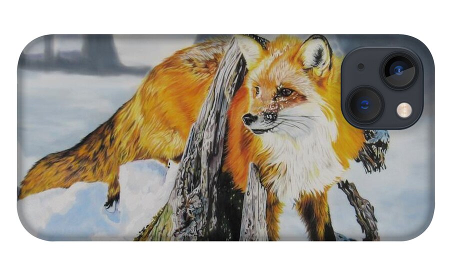 Nature iPhone 13 Case featuring the drawing Fox by Kelly Speros