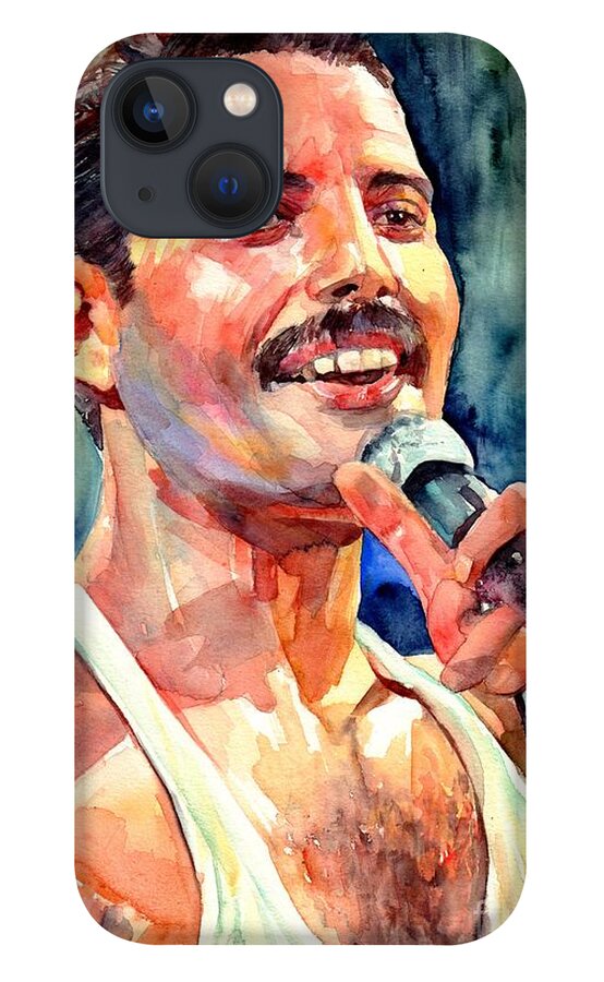 Freddie Mercury iPhone 13 Case featuring the painting Freddie Mercury Live Aid by Suzann Sines