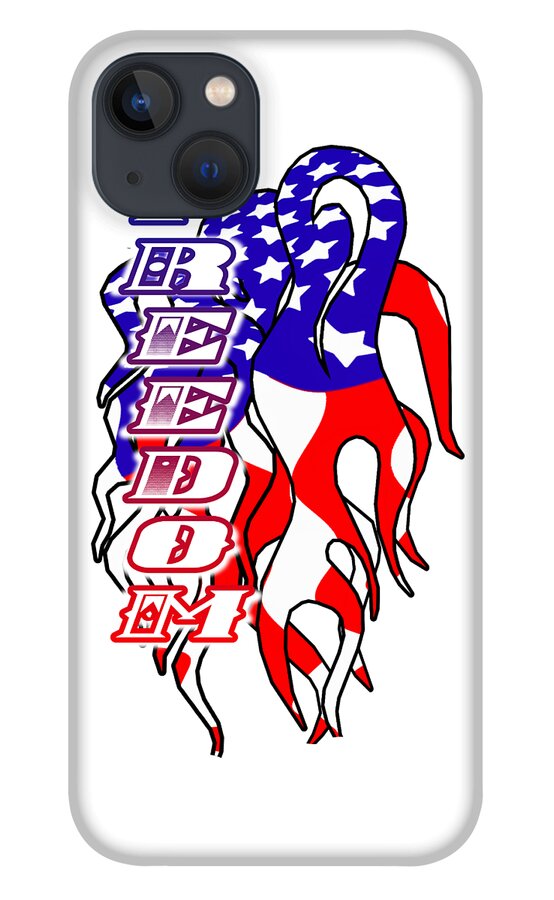 Freedom iPhone 13 Case featuring the digital art Freedom a USA American Holiday Flag by Delynn Addams