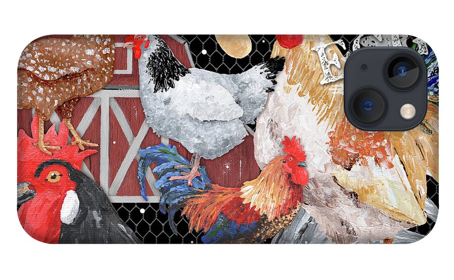 Chickens iPhone 13 Case featuring the painting Fresh Eggs - Chickens by Annie Troe