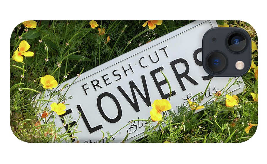 Flowers iPhone 13 Case featuring the photograph Garden flowers with fresh cut flower sign 0753 by Simon Bratt
