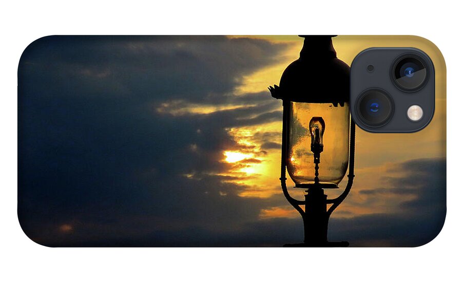 Gas Lamp iPhone 13 Case featuring the photograph Gas Lamp in Sunset's Glow by Linda Stern