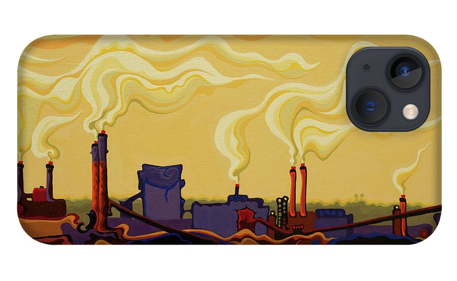 Hamilton iPhone 13 Case featuring the painting Gilded Haze on Hamilton Bay by Amy Ferrari