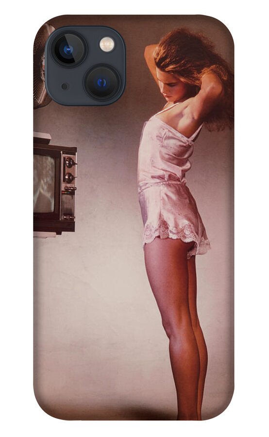 Girl iPhone 13 Case featuring the photograph Girl and a TV 1980 by Steve Ladner