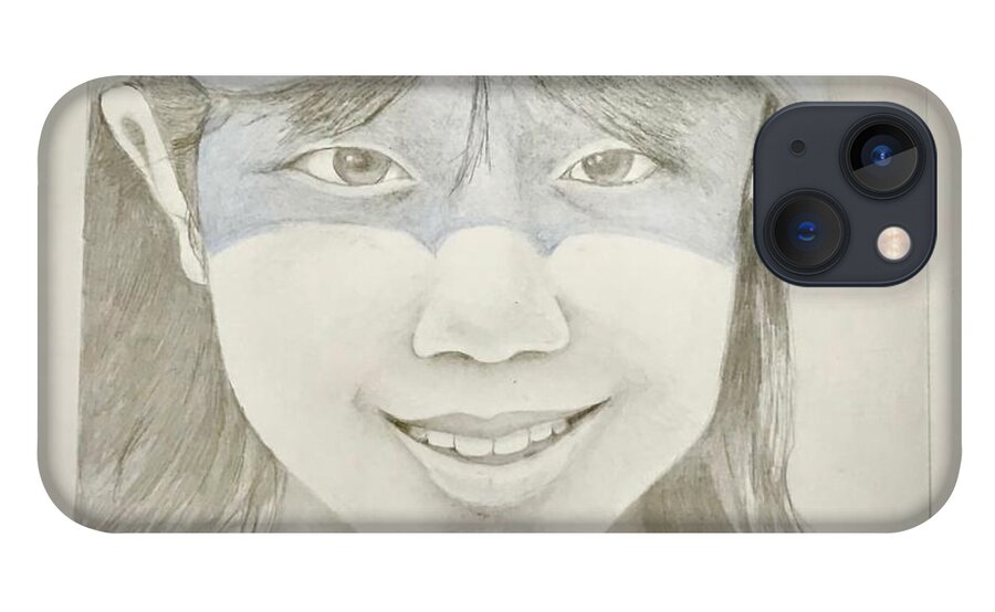 Girl.japanese iPhone 13 Case featuring the drawing Girl in a mask by Tim Ernst