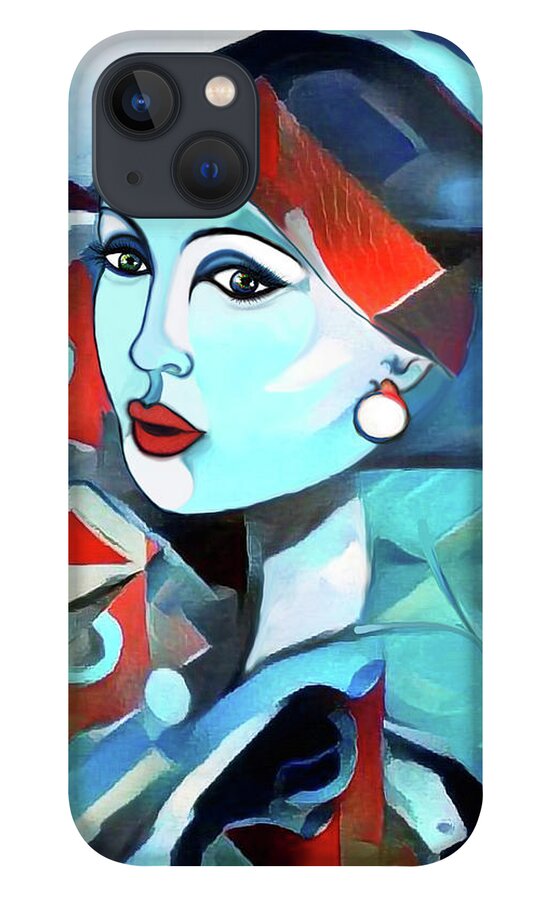 Figurative Art iPhone 13 Case featuring the digital art Girl with Pearl 002 by Stacey Mayer