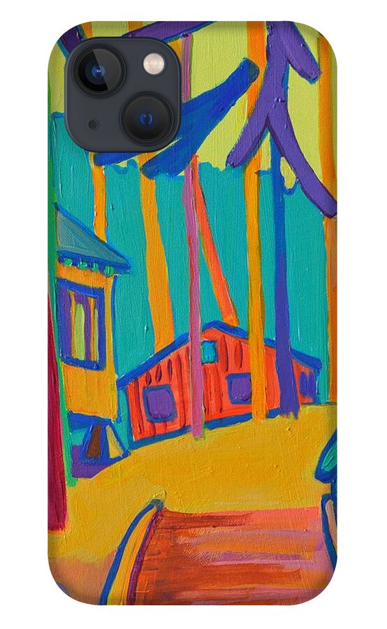 Landscape iPhone 13 Case featuring the painting Girls Cottages at Camp Massapoag by Debra Bretton Robinson
