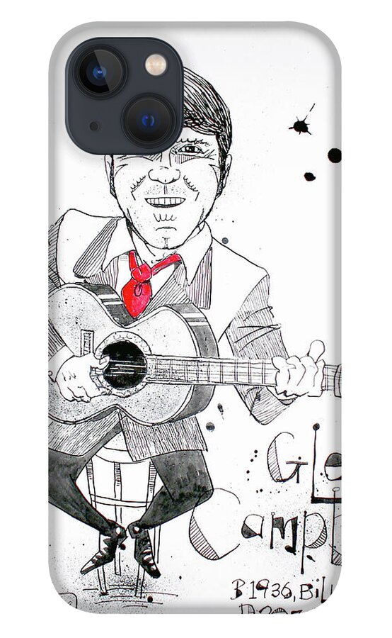  iPhone 13 Case featuring the drawing Glen Campbell by Phil Mckenney