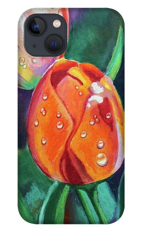 Tulips iPhone 13 Case featuring the painting Glenveagh Tulips by Shirley Galbrecht