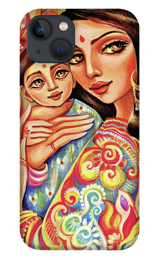 Mother And Child iPhone 13 Case featuring the painting Goddess Blessing by Eva Campbell