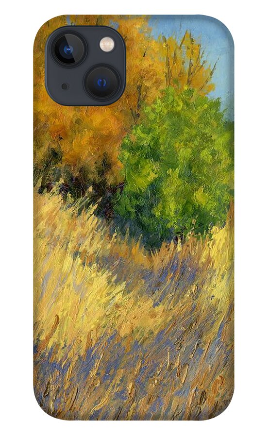 Landscape iPhone 13 Case featuring the painting Golden Hour by David King Studio