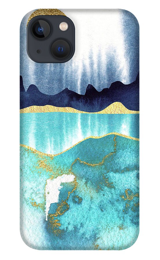 Modern Landscape iPhone 13 Case featuring the painting Golden Moon by Garden Of Delights