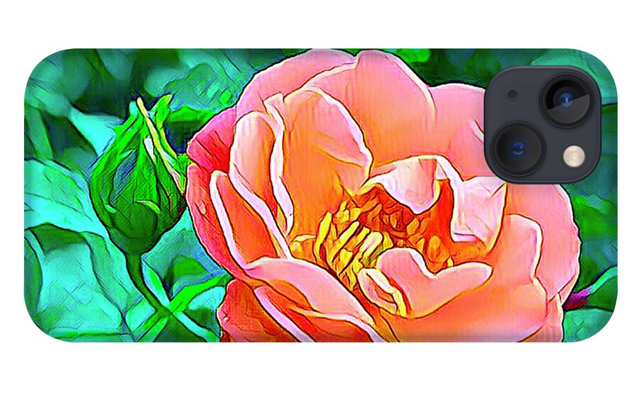 Flowers iPhone 13 Case featuring the digital art Gorgeous Rose by Nancy Olivia Hoffmann