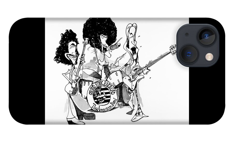 Rockandroll iPhone 13 Case featuring the drawing Grand Funk Railroad by Michael Hopkins