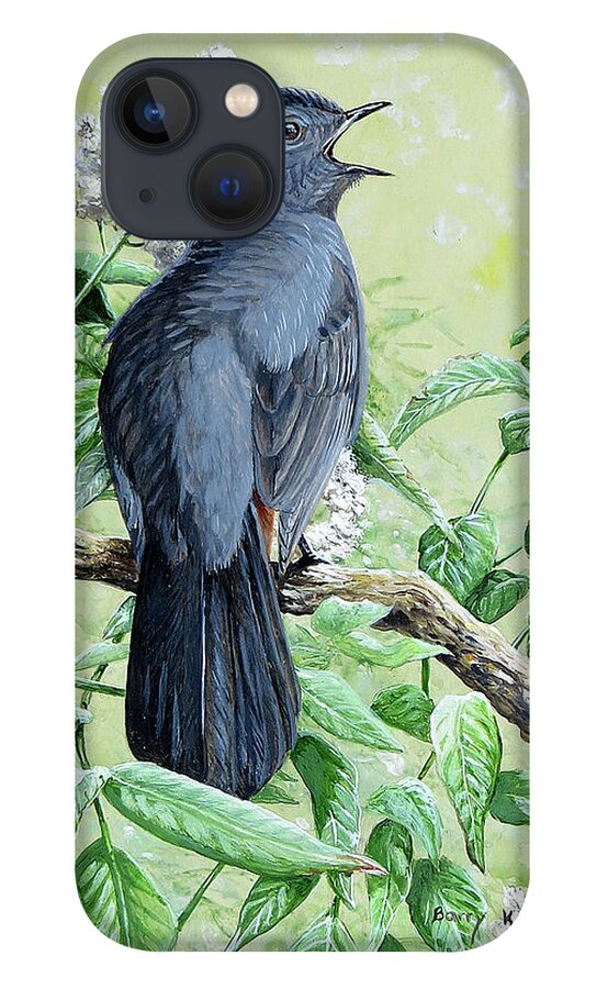 Wildlife Art iPhone 13 Case featuring the painting Gray Catbird by Barry Kent MacKay