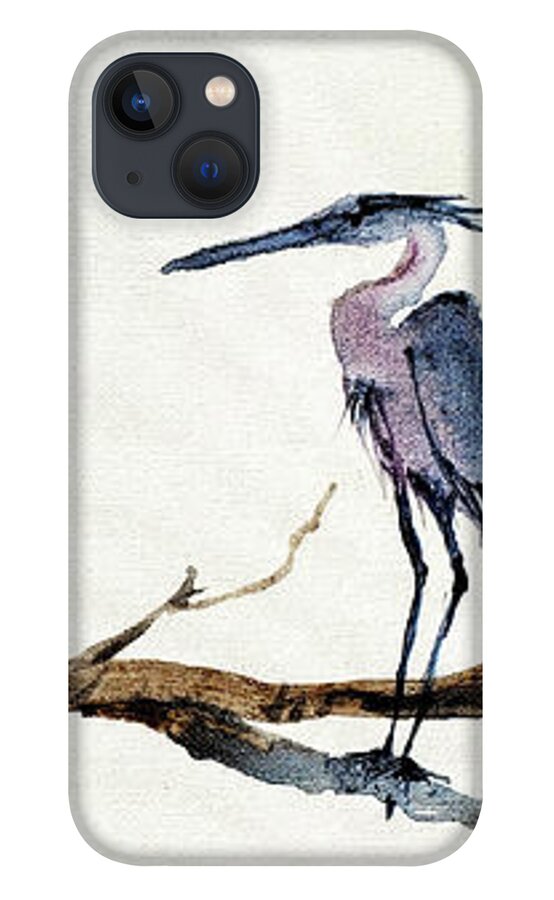 Great Blue Heron iPhone 13 Case featuring the painting Great Blue Heron Waits by Zan Savage