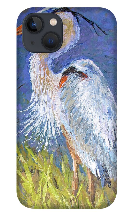 Bird iPhone 13 Case featuring the painting Great Blue Heron by Jyotika Shroff