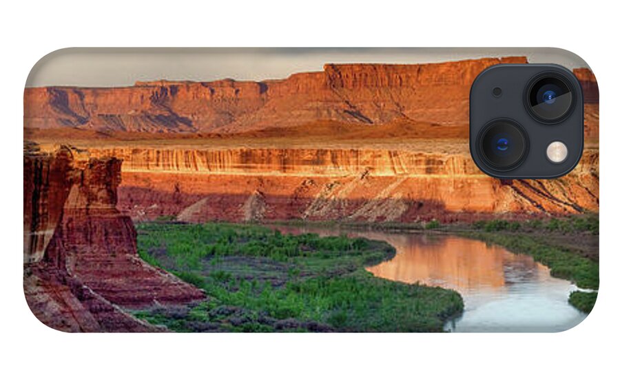 Greenriver Desert Canyonlands River Panorama Reflection Colorado Plateau iPhone 13 Case featuring the photograph Green River from White Rim Trail by Dan Norris