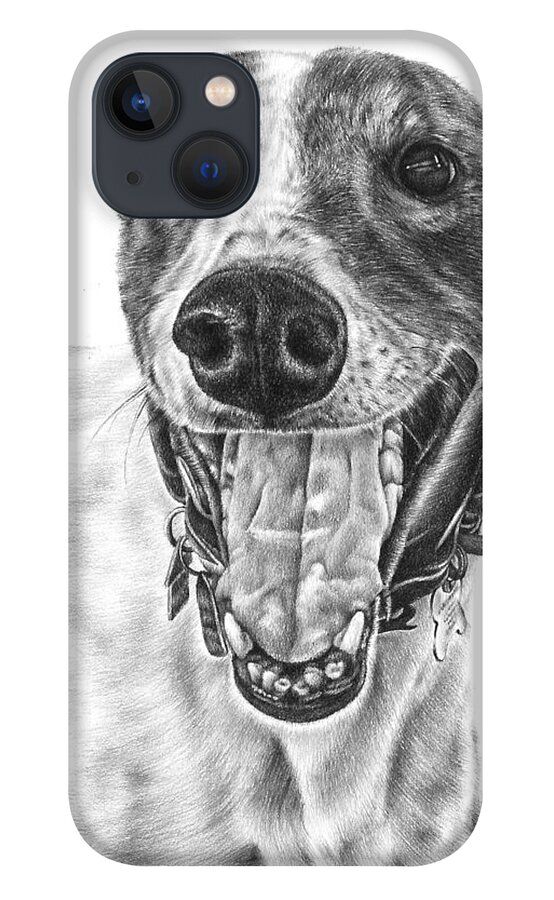 Greyhound iPhone 13 Case featuring the drawing Greyhound by Casey 'Remrov' Vormer