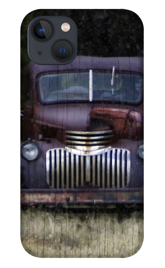 Vintage Truck iPhone 13 Case featuring the mixed media Guardian of the Field by Kandy Hurley