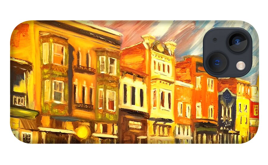 Washington Dc Usa iPhone 13 Case featuring the painting H Street in Washington DC by Sherrell Rodgers