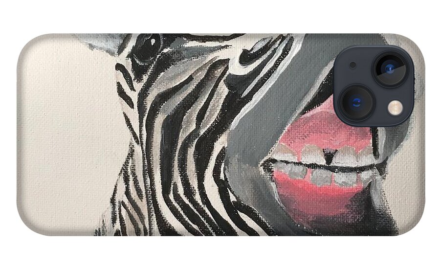 Pets iPhone 13 Case featuring the painting Ha Ha Zebra by Kathie Camara