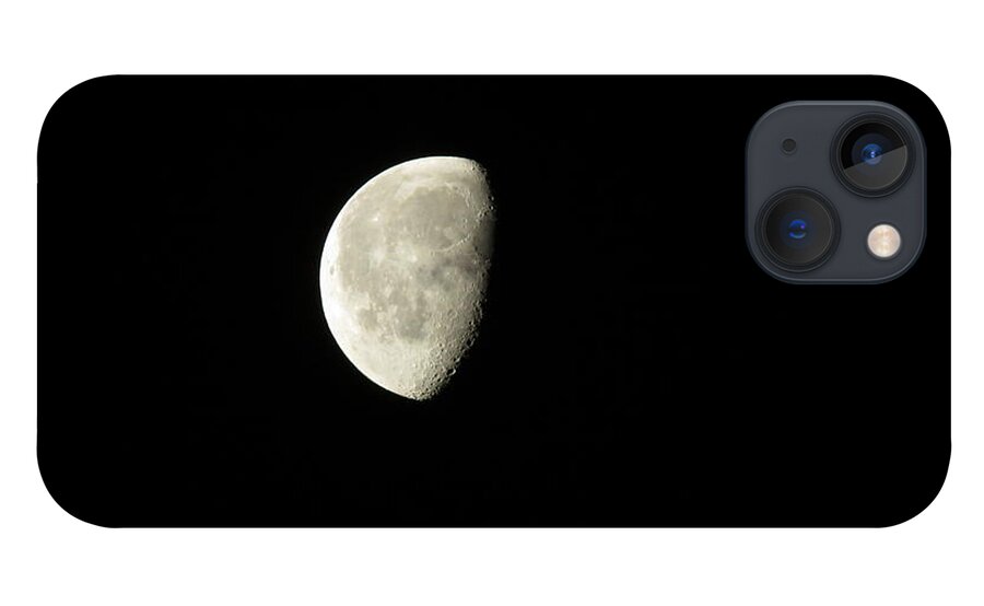 Moon iPhone 13 Case featuring the photograph Half Moon Cratered by Ed Williams