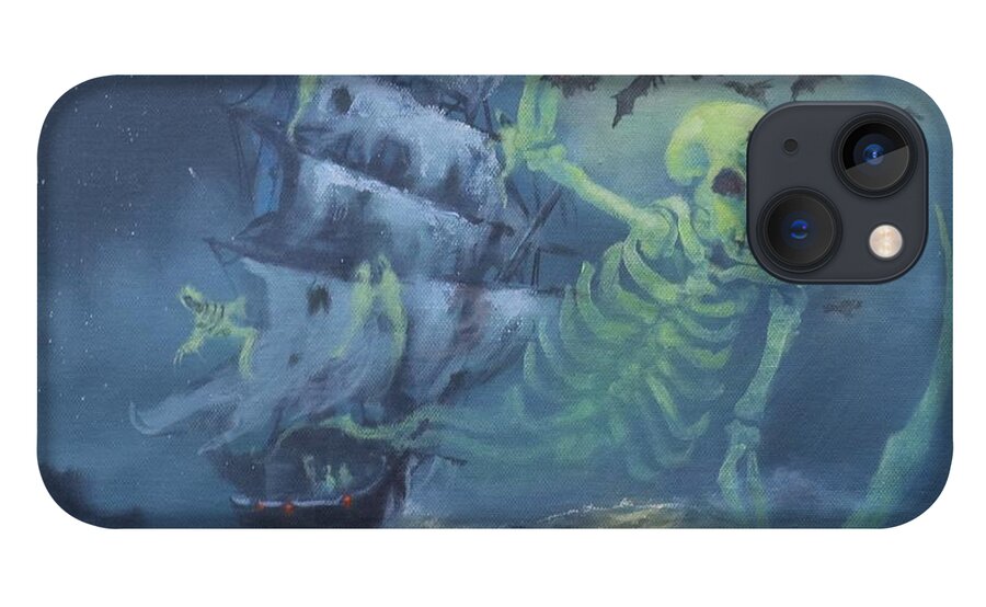  Halloween iPhone 13 Case featuring the painting Halloween Ghost Ship by Tom Shropshire